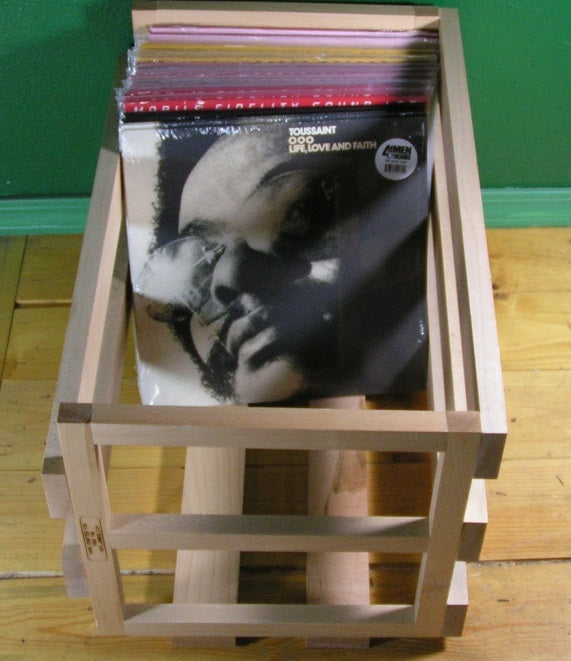 Stacking Maple Record Crates from TTVJ! These crates are ultra durable, sturdy and hold about 80-110 records per crate!