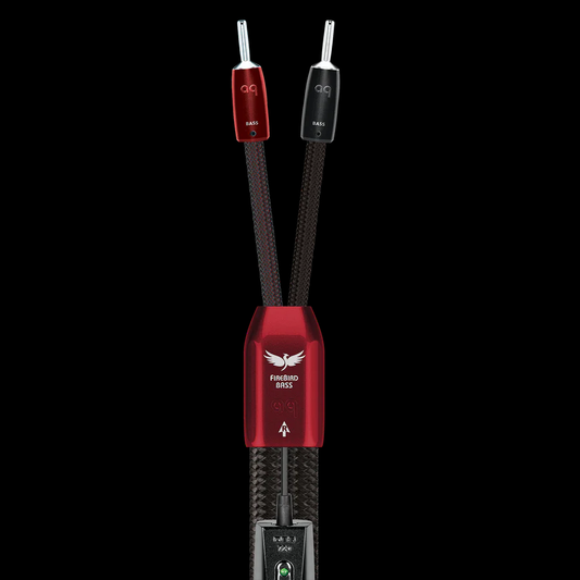 Get your bottom end right with AudioQuest FireBird Bass Speaker Cables!