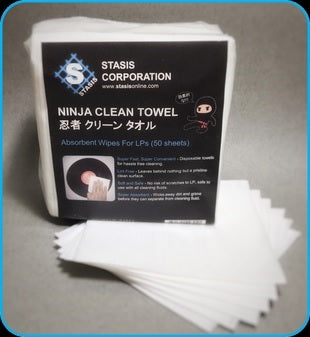 Wet clean your records and dry them off with great results with Stasis Ninja Clean Towel!