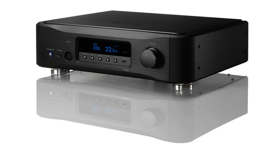 Esoteric N-05XE Network DAC Preamplifier on a reflective surface with a white background