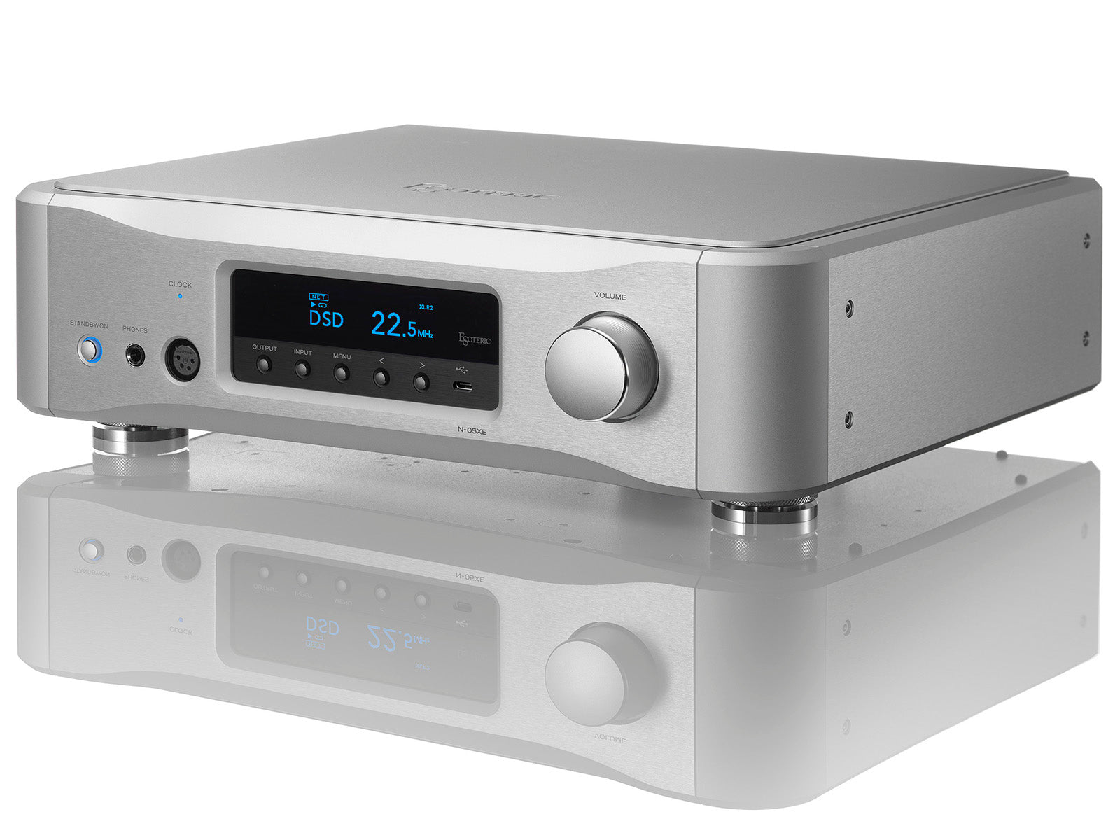Silver Esoteric N-05XE Network DAC Preamplifier on a white background